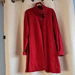 Chalet Chic Red Coat with Button Detail